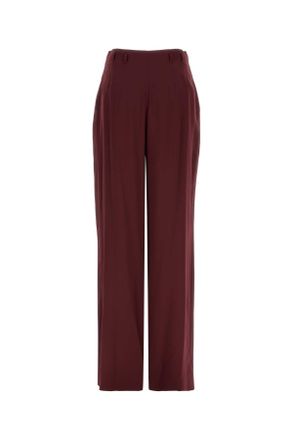 Alberta Ferretti Crepe Wide-Leg Trousers - Burgundy