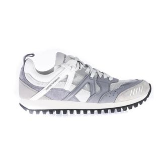 Emporio Armani Grijs en Witte Sneakers - Heren - Sneakers - Grijs - 41 1/2 EU - Polyester - Schoenen