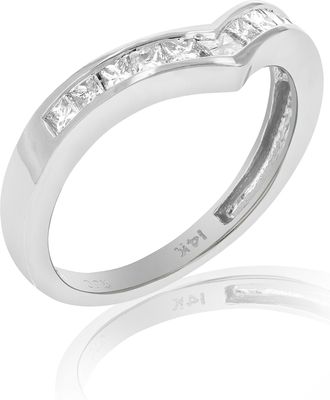 Vir Jewels 1/2 cttw Princess Diamond V Shape Wedding Band 14K White Gold Channel