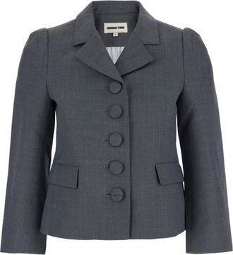 Shushu/Tong Shushu/Tong, Jassen, Dames, Grijs, S, Wol, Jasje met Revers en Knopen