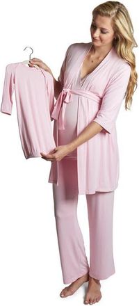 Everly Grey Analise During & After 5-Piece Maternity/Nursing Sleep Set for Mom & Baby in Blush at Nordstrom, Size X-Large