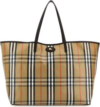 Burberry Embroidered Canvas Large Highlands Shopping Bag