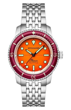 Spinnaker Fleuss 40 Sunset Amber Automatic Bracelet Watch, 40mm in Orange at Nordstrom
