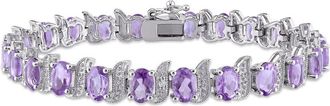 Amour 9 5/8 CT TGW Amethyst and Diamond Bracelet In Sterling Silver