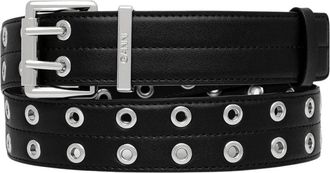 Ganni Double Eyelet Belt - Dames - Riemen - Zwart - M/L - Leer - Accessoires