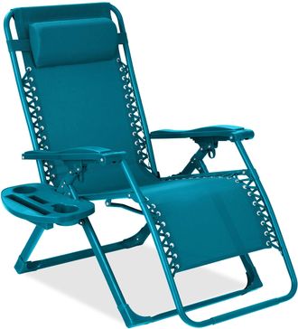 Best Choice Products Monochromatic Zero Gravity Chair, Folding Patio Recliner w/Side Tray, Headrest