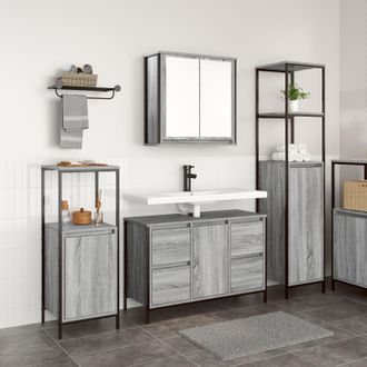 Berkfield Home 3-Piece Bathroom Furniture Set in Grey Sonoma Engineered Wood