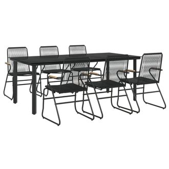 Berkfield Home Beautiful 7 Piece Garden Dining Set Black PVC Rattan