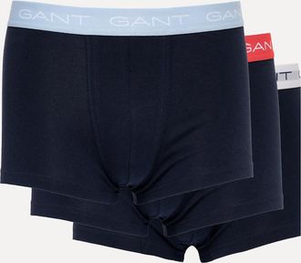 GANT Mens GANT 3-Pack Mens Trunks with Mixed Colour Waistbands - 648 Watermelon Red - Black - Size: 33/32/32