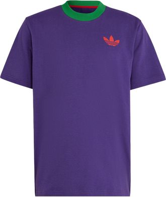 adidas Mens adidas originals Trefoil Tee Solid Color Logo Printing Round Neck Pullover Short Sleeve Purple T-Shirt IB3434