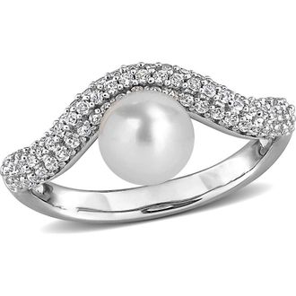 Delmar 6-6.5mm Cultured Freshwater Pearl & White Topaz Ring at Nordstrom Rack, Size 9