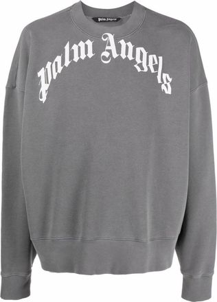 Palm Angels Grey Crew Neck Sweatshirt