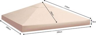 Quick-Star Ersatzdach Pavillon Roma 3x3m Sand Ersatzplane Bezug Polyester Pvc 260g 295x295