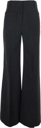 Victoria Beckham Broeken, Dames, Grijs, S, Wol, Alina Wijde Broek