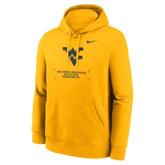 Nike West Virginia Club Basketball 2-Hit Nike Mens College Pullover Hoodie in Yellow | NKDK76IWVN-DV1