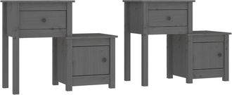 vidaXL Bedside Cabinet 2 pcs Grey 79.5x38x65.5 cm Solid Wood Pine Vidaxl