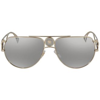 Versace Light Grey Mirror Silver Pilot Mens Sunglasses VE2225 12526G 60