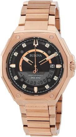 Bulova Precisionist X Quartz Diamond Black Dial Mens Watch 97D129