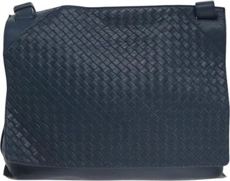 Bottega Veneta Intrecciato Navy Leather Shoulder Bag (Pre-Owned)