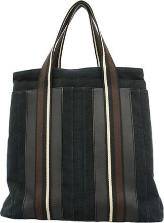 Herm&egrave;s Black Canvas Tote Bag (Pre-Owned)