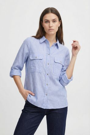 Only Hemdbluse ONLY ONLWENDY L/S SHIRT WVN NOOS, Damen, Gr. XL, cashmere blau stripes:wei&szlig; stipre, Web, Obermaterial: 100% Baumwolle, gestreift, regular fi