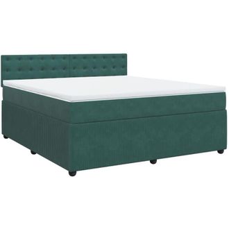 vidaXL Vidaxl - Cama Box Spring Con Colch&oacute;n Terciopelo Verde Oscuro 180x200 Cm