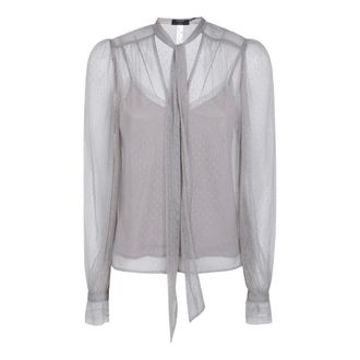 Twinset Sheer Dotted Blouse - Dames - Blouses & Shirts - Grijs - Maat: S Polyamide