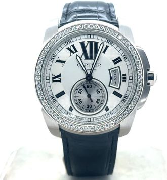Cartier Pre-owned Cartier Calibre Automatic Diamond Silver Dial Mens Watch WF100003