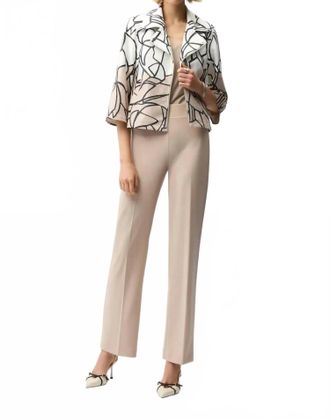 Joseph Ribkoff Abstract Faux Suede Swing Jacket In Vanilla/multi