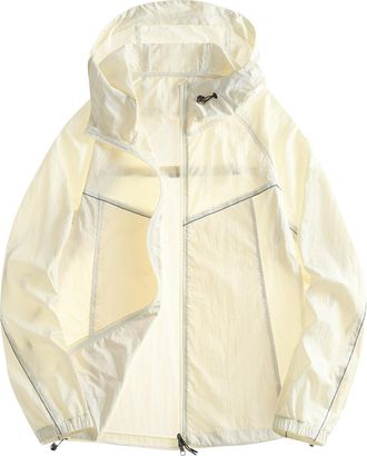 Generic Ladies lightweight padded Jackets Womens Waterproof Jacket Casual Windproof Zipper Quick Dry Raincoat Lightweight Windbreaker Ladies with Hood White P