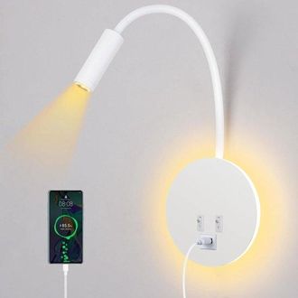 OEM L&aacute;mpara De Lectura Led Con Cuello De Cisne, Carga Usb E Interruptor Para Dormitorio Y Sala De Estar