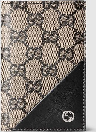 Gucci Card Case Wallet With Interlocking G, Beige, GG Canvas