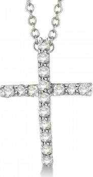 Allurez Diamond Cross Pendant Necklace in 14k White Gold (0.25ct)