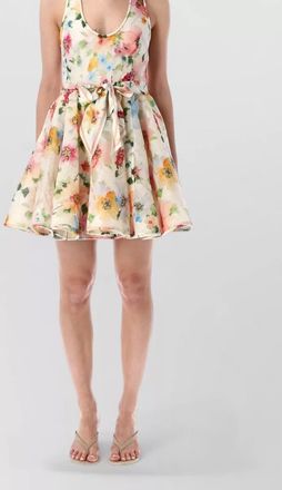 Zimmermann silk linen halterneck flared mini dress