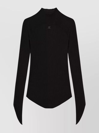 Courr&egrave;ges ribbed sweater high-neck slanted sleeves