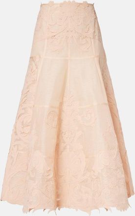 Zimmermann Rebellion Filigree embroidered midi skirt