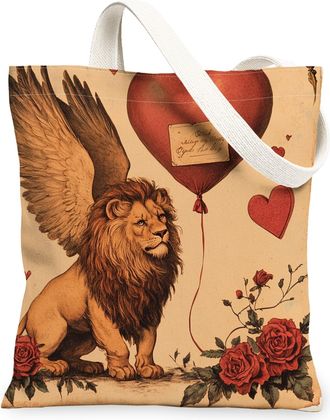 Generic Canvas Tote Bag for Shopping 13x15, Aesthetic Retro Wildlife Reusable Grocery Print Bag for Women, Vintage Animal Beach Aesthetic Painting Gift Decor