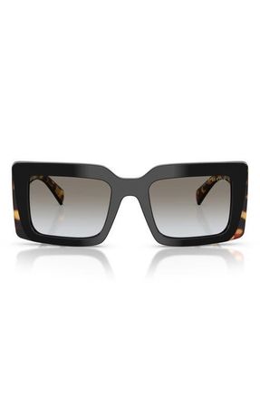 Prada 52mm Rectangular Sunglasses in Black/Tortoise /Grey at Nordstrom