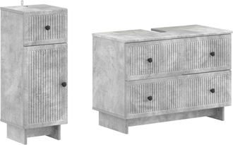 vidaXL Juego De Gabinete De Ba&ntilde;o De 2 Piezas Ede Gris Hormig&oacute;n Vidaxl