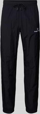 Sergio Tacchini Straight Fit Stoffhose mit Logo-Stitching Modell Nayla in Black, Gr&ouml;&szlig;e XXL