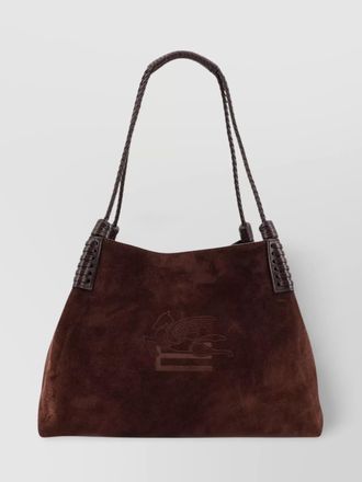 Etro arnica suede shopping bag with braided handles