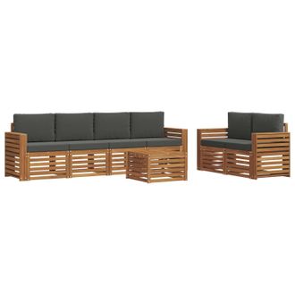 vidaXL Conjunto De Sof&aacute;s De Exterior 7 Pcs Natural Y Antracita Vidaxl