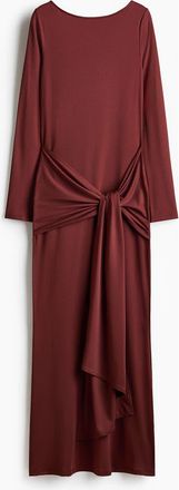 H&M Tie-detail Jersey Dress in Rust Brown at Nordstrom, Size X-Small