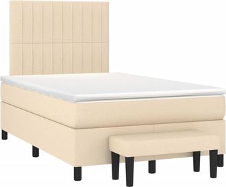 vidaXL Vidaxl Giroletto A Molle Con Materasso Crema 120x190 Cm In Tessuto