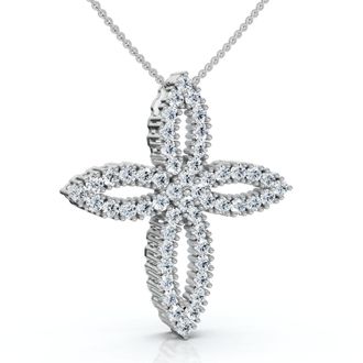 Pompeii3 1/2Ct TW Diamond Cross Religious 10k Gold Lab Grown 18 Necklace