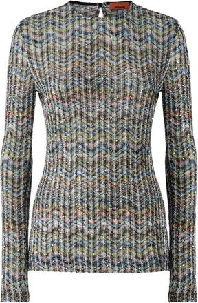 Missoni trui met ronde hals en zigzagmotief