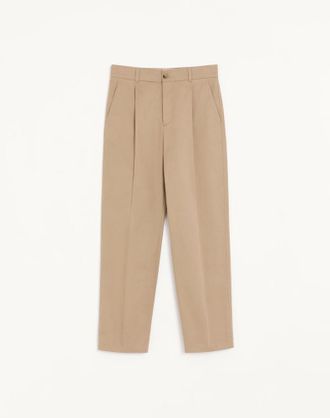 Valentino Pantalone Valentino in gabardina di cotone con ricamo VLogo Uomo BEIGE 44