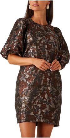 Notre-V Bronzen Mini Feestjurk voor Glamoureuze Avonden - Dames - Korte kleedjes - Veelkleurig - XS - Kleedjes
