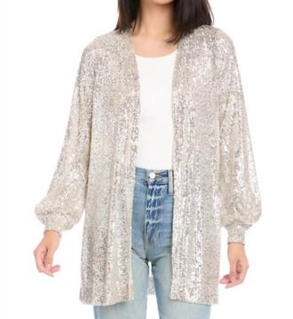 Fifteen Twenty Sequin Blouson Duster In Champagne