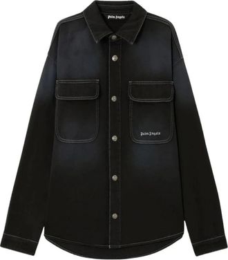 Palm Angels Classic Logo Loose Denim Shirt - Heren - Spijkeroverhemden - Zwart - M - Denim - Overhemden